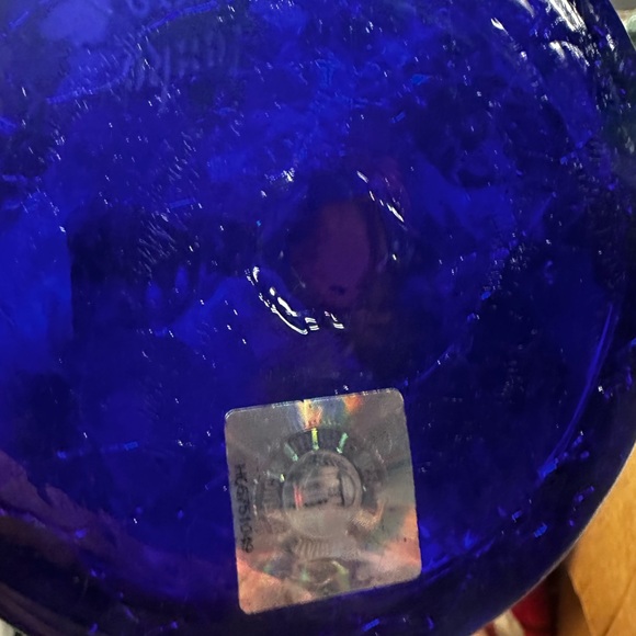 Stunning Blenko Cobalt WVU Crackeled Decanter - Picture 8 of 11